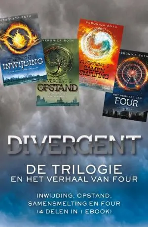 Cover van Divergent, de trilogie en het verhaal van Four